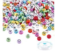 CHGCRAFT 400 piezas 2 kits de Fabricación de Pulseras Elásticas con Cuentas de Alfabeto Griego de Colores con Hilo de Cristal Elástico Transparente para Hacer Joyas DIY Collar Pulsera