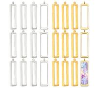 CHGCRAFT 48 colgantes rectangulares de 2 colores con bisel abierto de aleación con marco hueco, colgantes de marco abierto, dijes para hacer joyas de resina, pendientes, colgantes, llaveros, collares