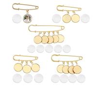 CHGCRAFT 5 piezas de ramo de boda de 5 estilos, ramo de fotos, colgante de fotos de cristal de acero plano redondo para decoración de bodas, despedidas de soltera, fiestas, color dorado