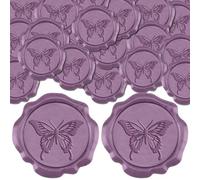 CHGCRAFT 50 calcomanías de sello de cera con patrón de mariposa, calcomanías de sello de sobres, invitaciones de boda, sellos de sobres autoadhesivos para envolver invitaciones de fiesta, rosa vieja,