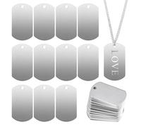 CHGCRAFT 55Pcs Espacios para sellar Etiqueta rectangular vacía de estampación Etiquetas vacías de acero inoxidable Etiquetas en blanco de metal para grabado personalizado, Dimensione media, Acero