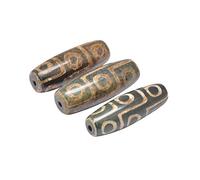 CHGCRAFT 5pcs Cuentas de Ágata Natural Teñidas Y Calentadas Cuentas DZi de Estilo Tibetano para la Fabricación de Joyas de Bricolaje Artesanía Hacer Arroz, Verde Oliva Oscuro