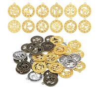 CHGCRAFT 6 juegos de doce constelación signos del zodiaco Charms estilo tibetano colgantes de aleación para hacer pulseras collares joyas, color mixto, 1 x 0,8 x 0,1 pulgadas, Talla única, Metal, No