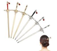 CHGCRAFT 6 piezas de 6 estilos de espada de estilo chino antiguo, horquillas para el pelo, estilo retro, accesorios para el cabello, oro y platino