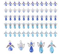 CHGCRAFT 60 Piezas 5 Estilos Azul Ángel Wings Charm Ángel Colgante de Cuentas de Aleación de Mariposa Charms con Platinum Iron Flat Head Pins for DIY Jewelry Making Necklace Crafts