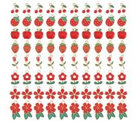 CHGCRAFT 80 dijes de frutas rojas, aleación esmaltada, manzana, dijes de cereza, colgante de flor para collar, pulsera, aretes, llavero, manualidades, joyería