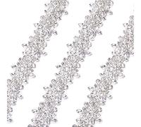CHGCRAFT Apliques de Novia con Cuentas de Diamantes de Imitación de Cristal Adhesivo de Fusión En Caliente Recorte de Diamantes de Imitación Apliques de Boda de Plata para Vestido de Novia 442x35x7mm