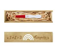 CHGCRAFT Caja de almacenamiento de prueba de embarazo Corazón arco iris Caja de madera para anuncios de embarazo con cinta de rafia Regalos de anuncio de empuje para papá marido, 8x2x1.2 pulgadas