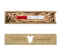 CHGCRAFT Caja de recuerdos de madera para anuncio de embarazo, prueba de embarazo con cubierta deslizante, regalo sorpresa de anuncio con palabra para marido, abuelos, padres, 8 x 2 x 1.2 pulgadas