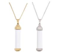 CHGCRAFT Collar con colgante de cristal para perfume, urna de cristal para cenizas, diamantes de imitación, tubo que se puede abrir, collar conmemorativo, 19.76 inch, Acero de titanio