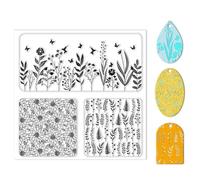CHGCRAFT Hoja de textura de arcilla polimérica, hojas y flores, alfombrilla de textura de arcilla, arcillas florales, sellos, arcillas poliméricas, aretes, herramientas para hacer joyas, manualidades