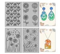 CHGCRAFT Hojas Abstractas de Diente de León de Textura de Arcilla Realista, Láminas de Textura de Arcilla de Patrón de Mariposas para Herramientas de Bricolaje para Hacer Joyas, 3.9x2.6 pulgada