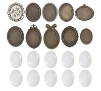 CHGCRAFT Juego de 10 bandejas colgantes de bordado de 10 estilos, kits de fabricación de broches de bordado, bandejas colgantes de bisel redondo, marco en blanco para manualidades, proyectos de
