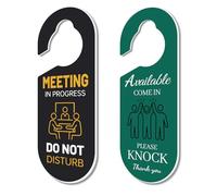 CHGCRAFT Paquete de 2 letreros acrílicos grabados con texto en inglés "Do Not Disturb and Please Knock" para colgar en la puerta, para oficina, hogar y sesión de reuniones, color negro y verde