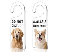 CHGCRAFT Paquete de 2 letreros para colgar en la puerta con texto en inglés "Dog Do Not Disturb", diseño de Corgi, letreros acrílicos grabados para colgar en la oficina, el hogar y la sesión de