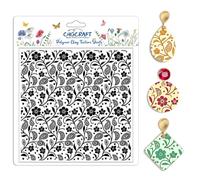 CHGCRAFT Patrón de cachemira con textura de arcilla polimérica, hojas de vides, flores vintage, alfombrilla de textura de arcilla de silicona para hacer aretes, joyas, manualidades, 14 x 14 cm