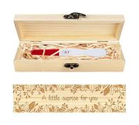 CHGCRAFT Prueba de embarazo Keepsake Box Eucalipto Hojas de Madera Embarazo Anuncio Caja de Regalos con Cinta de Raffia y Castillo Anuncio Regalos para Papá Marido, 8x2x1.2 pulgadas