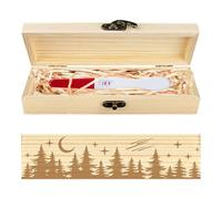 CHGCRAFT Prueba de embarazo Keepsake Box Luna Meteor Bosque de Madera Anuncio de Embarazo Caja de Regalos con Cinta de Raffia y Castillo Anuncio Regalos para Papá Marido, 8x2x1.2 pulgadas