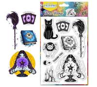 CHGCRAFT Sellos transparentes de bruja para festival de Halloween, elementos de adivinación, bola de cristal, sellos transparentes de silicona para álbumes de recortes, decoración de álbumes de fotos