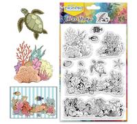 CHGCRAFT Sellos transparentes de coral Pescado concha Tortugas Sello transparente Sello transparente de silicona Juntas para tarjetas DIY Scrapbooking Journaling
