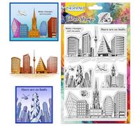 CHGCRAFT Urban Buliding - Sellos transparentes de silicona con diseño de avión y ciudad moderna para manualidades, álbumes de recortes y tarjetas, decoración de manualidades de papel, 6.3 x 4.3