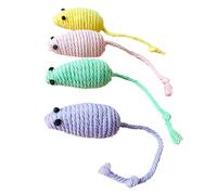 CHHELIHL 4 Piezas de Juguete Interactivo para Gatos con Sonido Incorporado, Piedra y cómoda para aliviar el aburrimiento, Juguete de Cuerda de algodón Tejido para Gatos. (Ratoncito)
