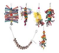 CHHELIHL 7 Uds. De Juguetes para pájaros pequeños, Loros Multicolores, Escalera de Escalada, trituración Colgante, Bloques de Madera, Juguetes para Masticar