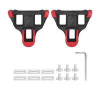 CHHELIHL Calas universales TB-011 para Bicicleta de Carretera, con flotación de 6 Grados y autobloqueo. Juego de calas para Pedales de Ciclismo. (Negro Rojo)