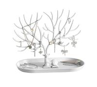 CHHELIHL Soporte de exhibición de joyería de árbol de asta, organizador colgante con forma de torre de árbol de almacenamiento con ciervo para anillo, collar y pendientes (Blanca)