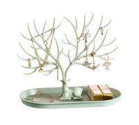 CHHELIHL Soporte de exhibición de joyería de árbol de asta, organizador colgante con forma de torre de árbol de almacenamiento con ciervo para anillo, collar y pendientes (Verde)
