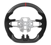 CHHELIHL Volante Personalizado para EcoBoost GT Shelby GT350 GT350R 2018-2020, Fibra de Carbono Mate Real 3K, Cosido a Mano, diseño de Carreras en Forma de D, Fondo Plano,