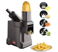 CHHMAELOVE Cortador de Verduras eléctrico 4 en 1 de Uso Profesional, picadora eléctrica de Alimentos Resistente con rebanar, Cortar en Dados, rallar y Cortador de Patatas, Doble Entrada XL