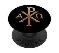 Chi Rho: Alpha Omega - Símbolos cristianos - Jesucristo PopSockets PopGrip Adhesivo