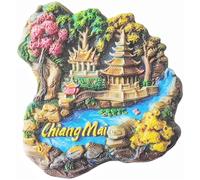 Chiang Mai Tailandia - Imán para nevera, recuerdo de viaje, decoración de nevera, calcomanía magnética 3D Craft