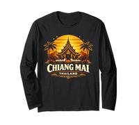 Chiang MAI Tailandia Puesta del Sol Templo Viaje Diseño Manga Larga