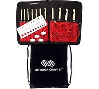 ChiaoGoo T-Spin - Juego de agujas de ganchillo intercambiables tunecinas de bambú de 5.7 pulgadas (14.5 cm) tallas de EE. UU. E, F, G, 7, H, I, J, K, L, M y N con bolsa Artsiga Crafts