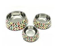 CHIARA Cuenco de Acero Inoxidable de 17,5 cm (Cuenco de Acero Inoxidable con Aspecto Moderno, Apto para lavavajillas y fácil de Limpiar, con Borde Antideslizante, Carcasa de melamina), diseño: Zigzag