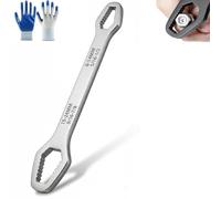 Chiave a doppia estremità, set di chiavi regolabili, impugnatura antiscivolo per dadi spanati e arrugginiti, chiave per dadi per riparazioni domestiche, automobilistiche e in officina (Argento-A)