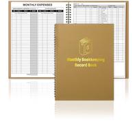 chiazllta Libro mensual de registro de contabilidad sin fecha para contabilidad de 8.5 x 11 pulgadas, registro de contabilidad encuadernado en espiral para pequeñas empresas, ganancias netas