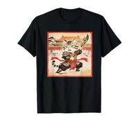 Chibi Asiático Chino Guerrero Gato - Miau Kung Fu Vintage Art Camiseta