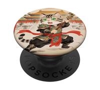 Chibi Asiático Chino Guerrero Gato - Miau Kung Fu Vintage Art PopSockets PopGrip Adhesivo