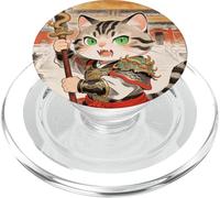 Chibi Asiático Chino Guerrero Gato - Miau Kung Fu Vintage Art PopSockets PopGrip para MagSafe