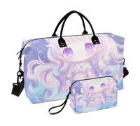 Chibi - Bolsa de viaje con diseño de sirena, diseño de sirena, bolsa de viaje para fin de semana, bolsa de gimnasio con correa ajustable para senderismo, bolsas multifuncionales grandes para mujer