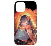 Chibi Girls Autumn Leaves Anime Kawaii Acción de Gracias Carcasa para iPhone 14