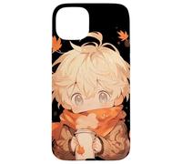 Chibi Girls Autumn Leaves Anime Kawaii Acción de Gracias Carcasa para iPhone 15 Plus