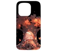 Chibi Girls Autumn Leaves Anime Kawaii Acción de Gracias Carcasa para iPhone 15 Pro