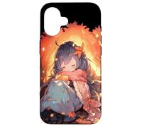 Chibi Girls Autumn Leaves Anime Kawaii Acción de Gracias Carcasa para iPhone 16