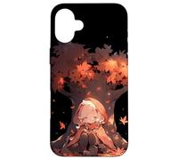 Chibi Girls Autumn Leaves Anime Kawaii Acción de Gracias Carcasa para iPhone 16 Plus