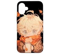 Chibi Girls Autumn Leaves Anime Kawaii Acción de Gracias Carcasa para iPhone 16 Plus