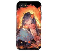 Chibi Girls Autumn Leaves Anime Kawaii Acción de Gracias Carcasa para iPhone SE (2020) / 7/8